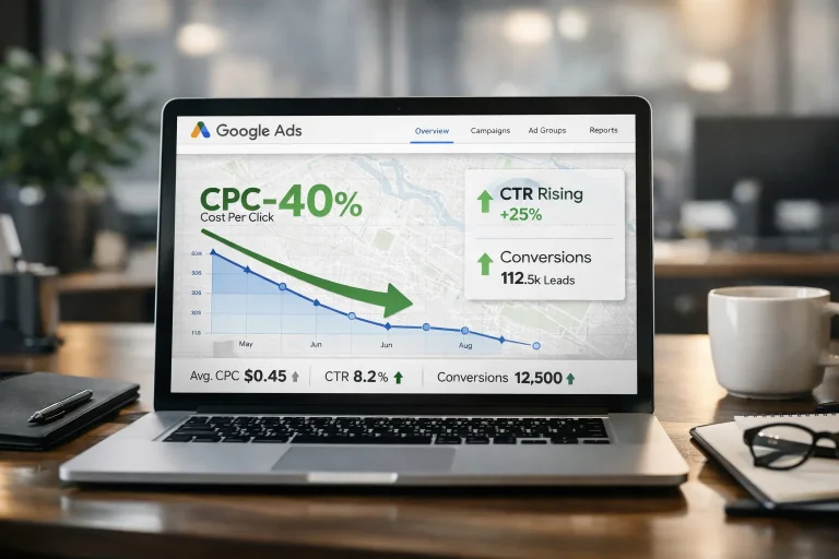 Jak obniżyć koszt kliknięcia w Google Ads o 40% - case study z Wrocławia